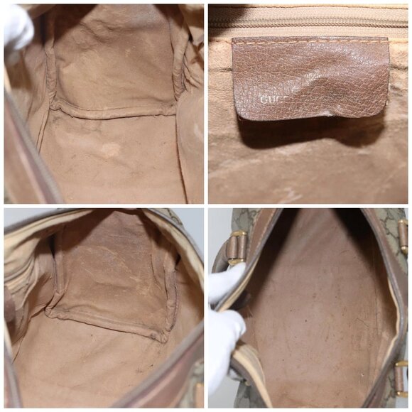 GUCCI GG Supreme Web Sherry Line Boston Bag PVC Beige Green Red Auth - Picture 15 of 16